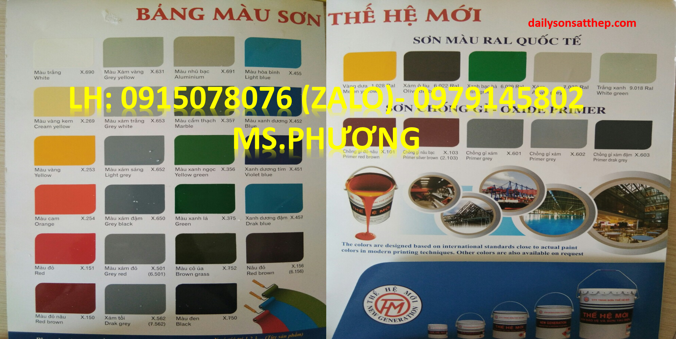 Bảng màu sơn tàu biển Thế Hệ Mới.