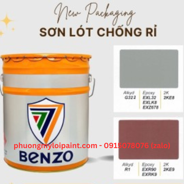 Sơn lót chống rỉ Benzo màu đỏ R1 3 lít, 17.5L