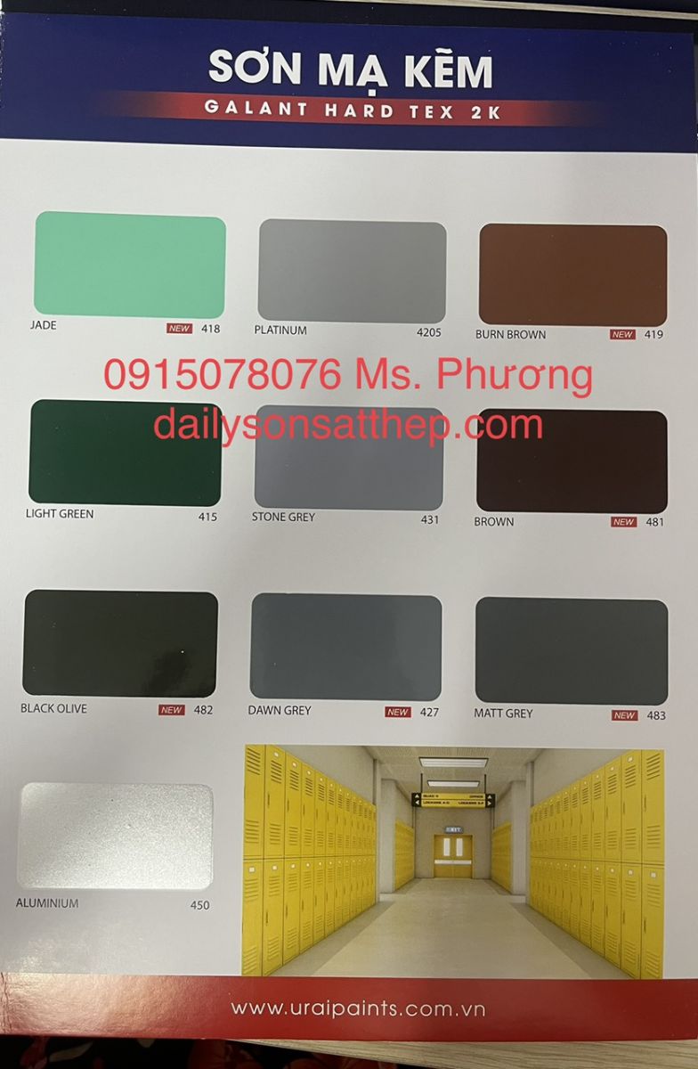 Sơn mạ kẽm Hard tex 2K Galant màu xanh ngọc 418 4