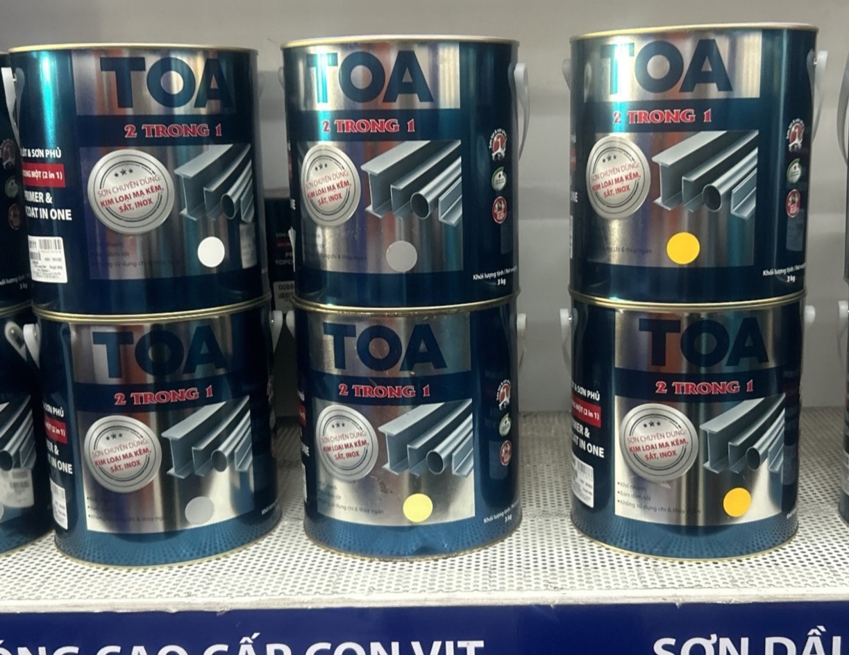 Sơn Toa 2  trong 1 cho kẽm, inox, sắt màu xanh dương đen 00671 2